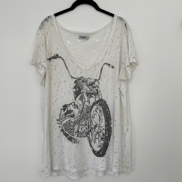 Lauren Moshi Tops - Lauren Moshi Motorcycle Hole V-neck